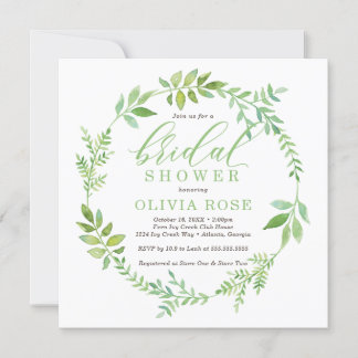 Invitation à la douche nuptiale en couronne verte,