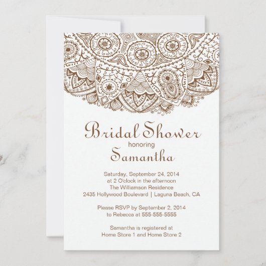 Invitation à la douche nuptiale en dentelle Brown (Devant)