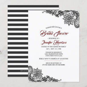 Invitation à la douche nuptiale en dentelle noire