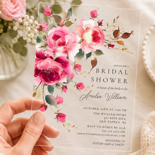 Invitation à la douche nuptiale en fleurs bleues