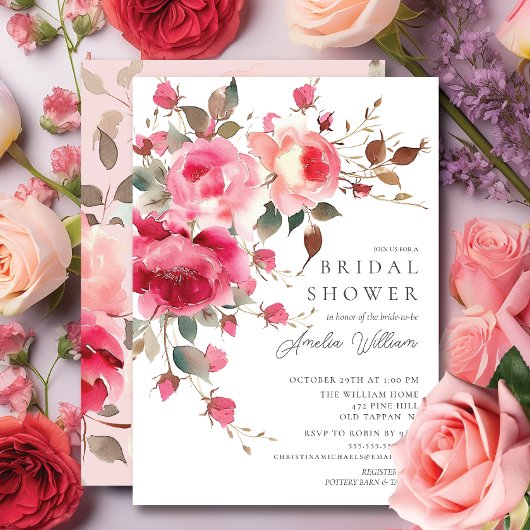 Invitation à la douche nuptiale en fleurs bleues