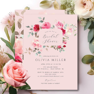 Invitation à la douche nuptiale en fleurs bleues