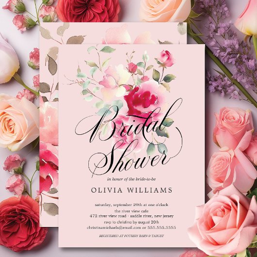 Invitation à la douche nuptiale en fleurs bleues
