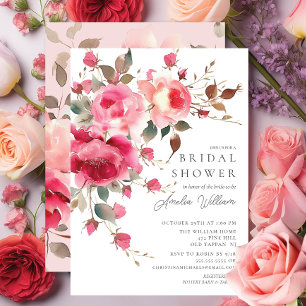 Invitation à la douche nuptiale en fleurs bleues