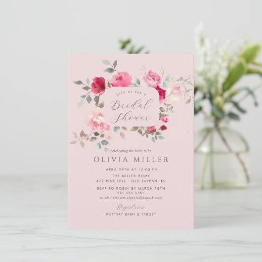 Invitation à la douche nuptiale en fleurs bleues (Debout devant)