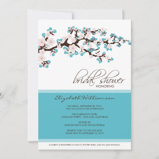 Invitation à la douche nuptiale en fleurs de ceris (Devant)