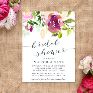 Invitation à la douche nuptiale en fleurs vives