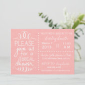 Invitation à la douche nuptiale en lin rose (Debout devant)
