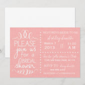 Invitation à la douche nuptiale en lin rose (Devant / Derrière)