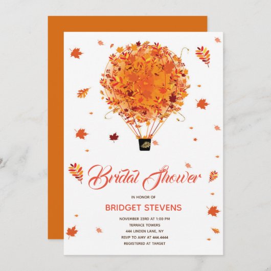 Invitation à la douche nuptiale en montgolfière d' (Devant / Derrière)