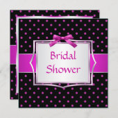 Invitation à la douche nuptiale en noir et rose (Devant / Derrière)