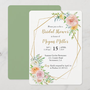 Invitation à la douche nuptiale en or floral