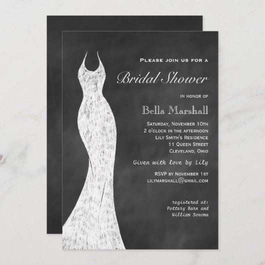 Invitation à la douche nuptiale en tableau noir (Devant / Derrière)