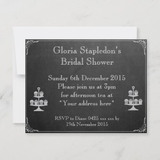 Invitation à la douche nuptiale en tableau noir (Devant)