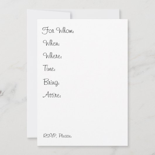 Invitation à la douche nuptiale en verre tendre (Dos)