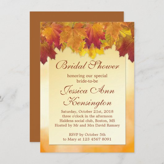 Invitation à la douche nuptiale feuille d'érable r (Devant / Derrière)