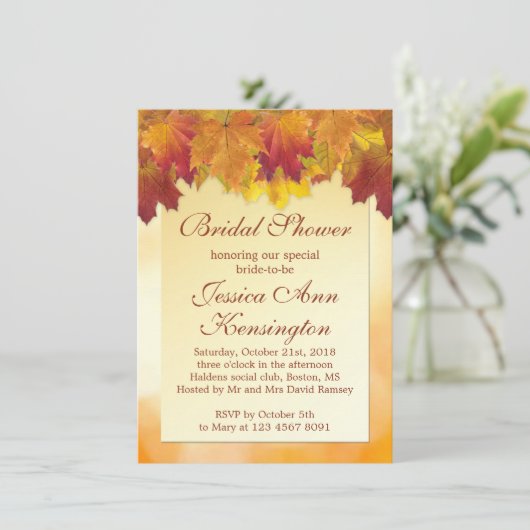 Invitation à la douche nuptiale feuille d'érable r (Debout devant)