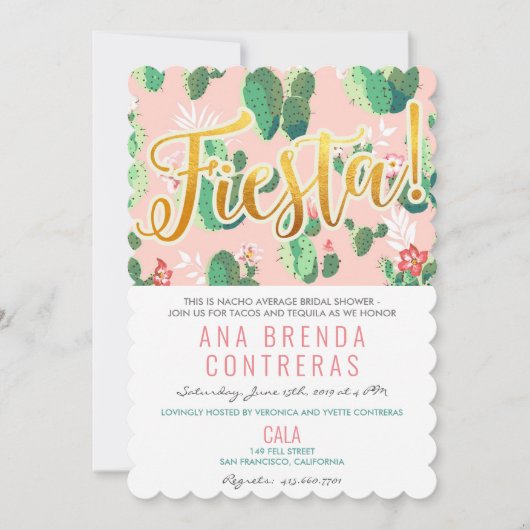 Invitation à la douche nuptiale Fiesta Cactus (Devant)
