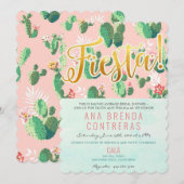 Invitation à la douche nuptiale Fiesta Cactus (Devant / Derrière)
