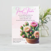 Invitation à la douche nuptiale Fiesta Cactus (Debout devant)
