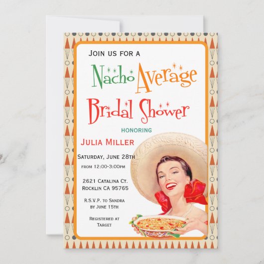 Invitation à la douche nuptiale Fiesta mexicaine (Devant)