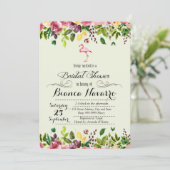 Invitation à la douche nuptiale Flamant rose (Debout devant)