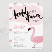 Invitation à la douche nuptiale Flamant rose rose (Devant / Derrière)