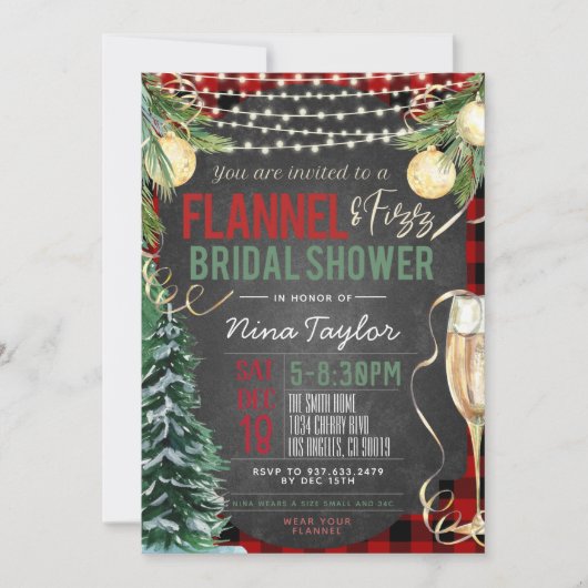 Invitation à la douche nuptiale Flannel et Fizz (Devant)