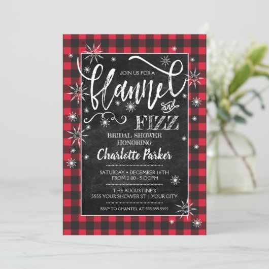 Invitation à la douche nuptiale Flannel & Fizz (Debout devant)