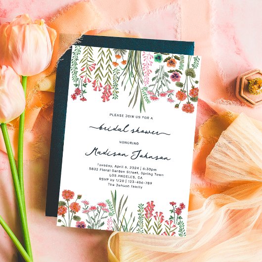 Invitation à la douche nuptiale Fleur sauvage colo
