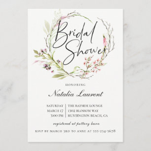 Invitation à la douche nuptiale Fleur sauvage élég