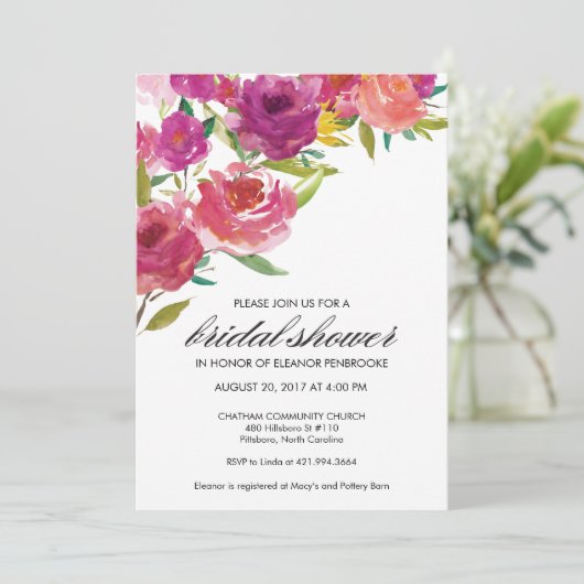 Invitation à la douche nuptiale fleurie (Debout devant)