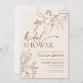 Invitation à la douche nuptiale fleurie beige (Devant)
