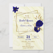 invitation à la douche nuptiale fleurie bleu royal (Devant)