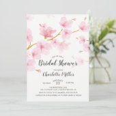 Invitation à la douche nuptiale fleurie cerise (Debout devant)