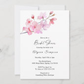 Invitation à la douche nuptiale fleurie cerise (Devant)