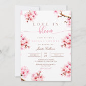 Invitation à la douche nuptiale fleurie cerise (Devant)