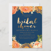 Invitation à la douche nuptiale fleurie Gold & Ora (Devant)