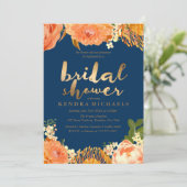 Invitation à la douche nuptiale fleurie Gold & Ora (Debout devant)