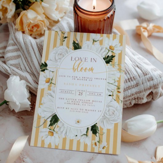 Invitation à la douche nuptiale fleurie jaune