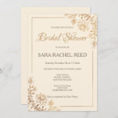 Invitation à la douche nuptiale fleurie or (Devant / Derrière)