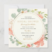 Invitation à la douche nuptiale fleurie rose (Devant)