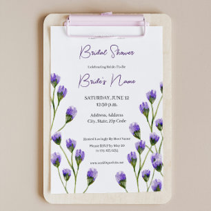 Invitation à la douche nuptiale fleurie violette