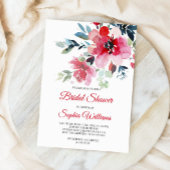 Invitation à la douche nuptiale Fleurs rouges