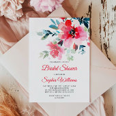 Invitation à la douche nuptiale Fleurs rouges