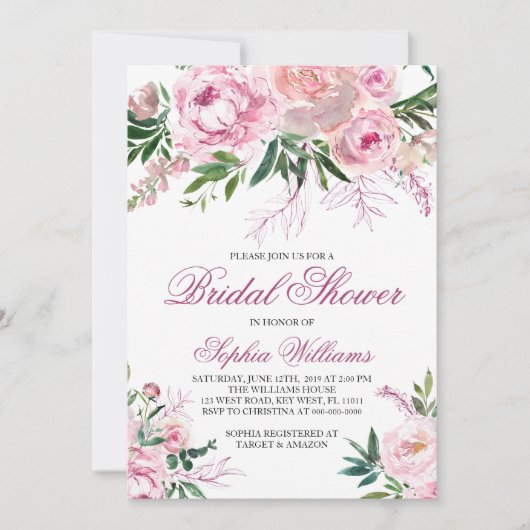 Invitation à la douche nuptiale Fleurs rousses (Devant)