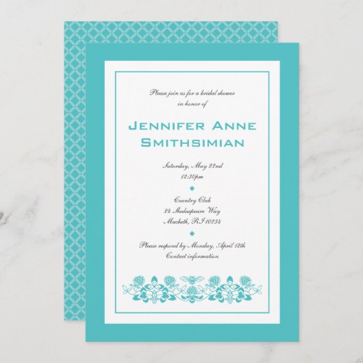 Invitation à la douche nuptiale Flora Bee (Devant / Derrière)