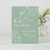 Invitation à la douche nuptiale Floral Sage Green (Debout devant)