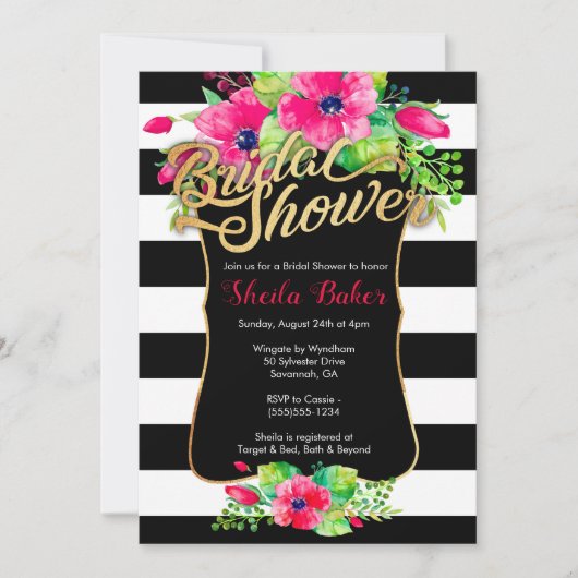 Invitation à la douche nuptiale - Floral Stried (Devant)