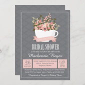 Invitation à la douche nuptiale Floral Teacup, Tea (Devant / Derrière)